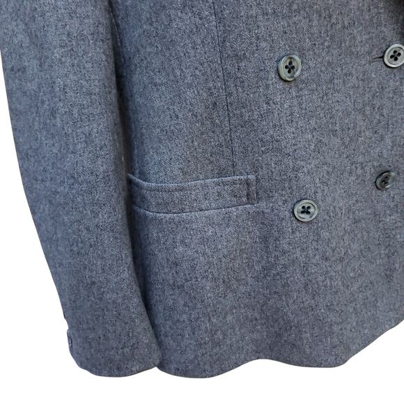 Vintage Jaeger Gray Wool Double Breasted Blazer Jacket Lined Academia Sz 12 - Picture 5 of 16